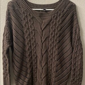 Chunky Cable Knit Sweater - forest green